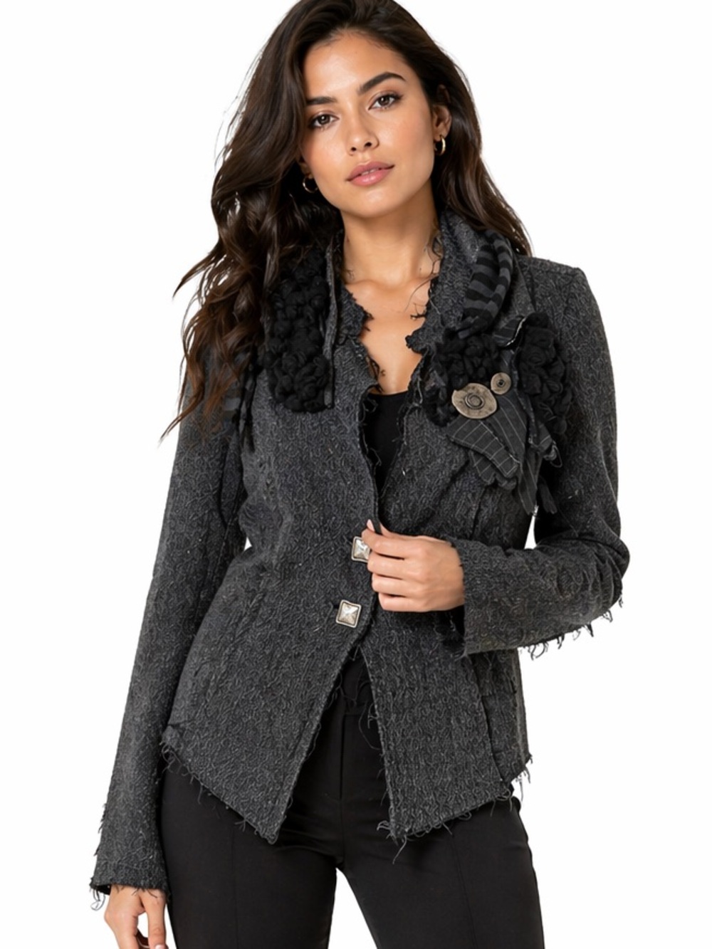 Bleu Blanc Rouge Gray & Black Avant-garde Jacket Small 38